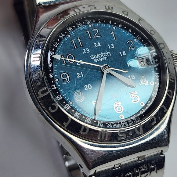 Swatch Watch Happy Joe Irony Stainless Steel 37mmโ Swiss Quartz Unisex Date Rare - Picture 16 of 16